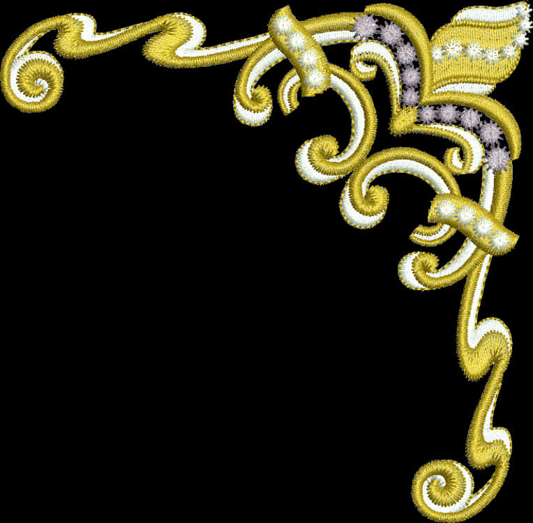 A Gold And White Design On A Black Background