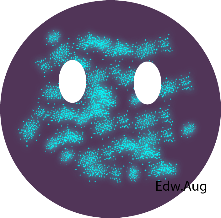 A Blue Dots With White Eyes