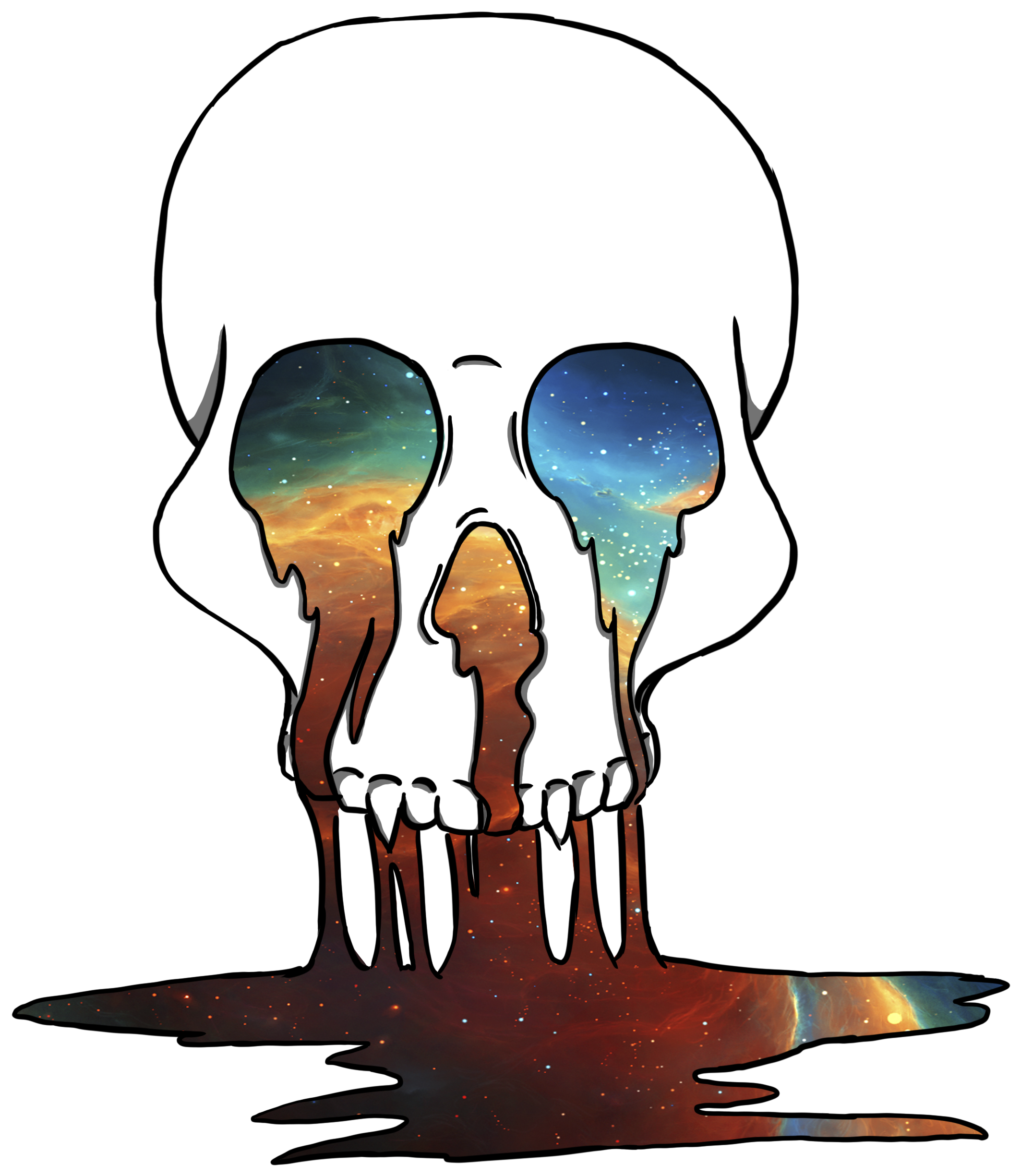 A Skull With A Colorful Image Of Space And Stars