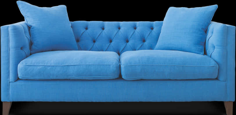 A Blue Couch With Pillows