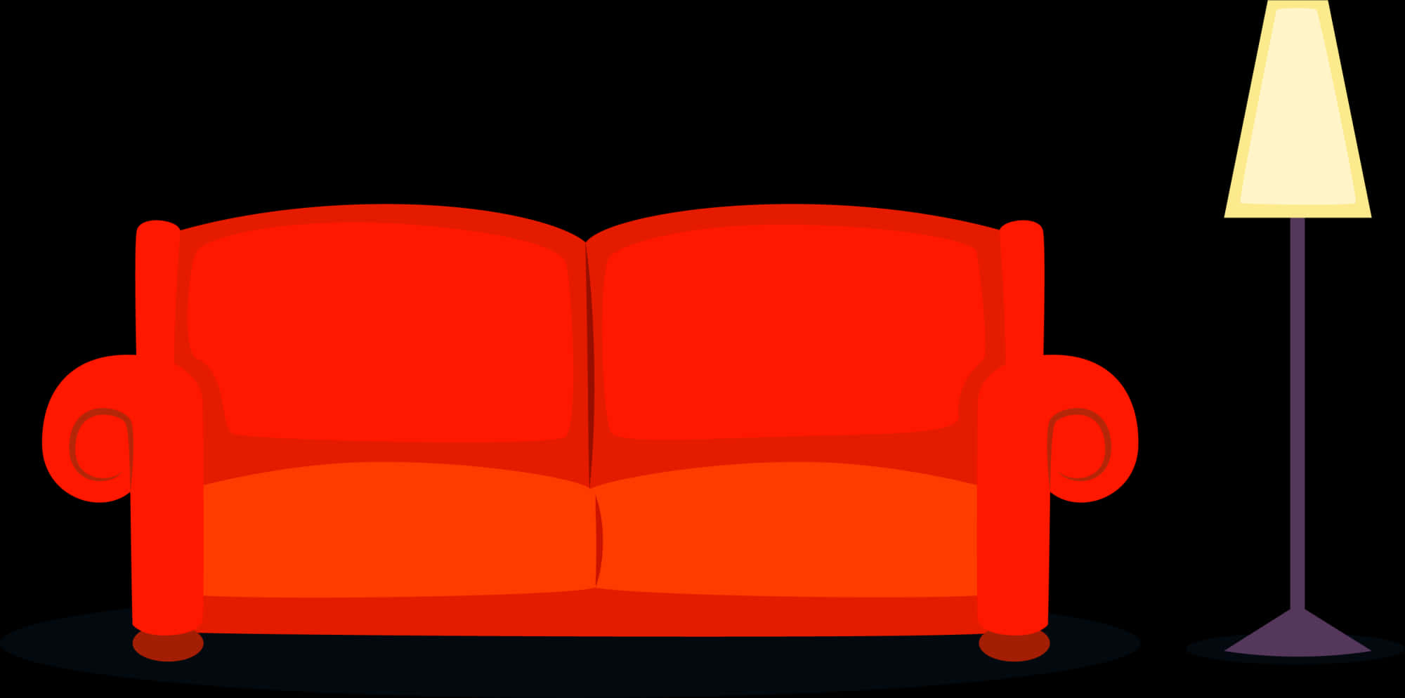 A Red Couch With A Black Background