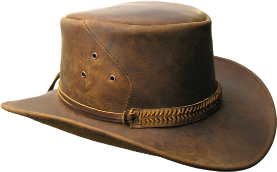 A Brown Leather Hat With A Black Background
