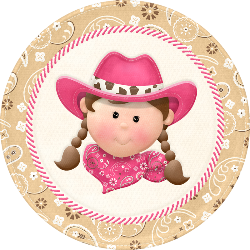 A Plate With A Cartoon Girl In A Cowboy Hat