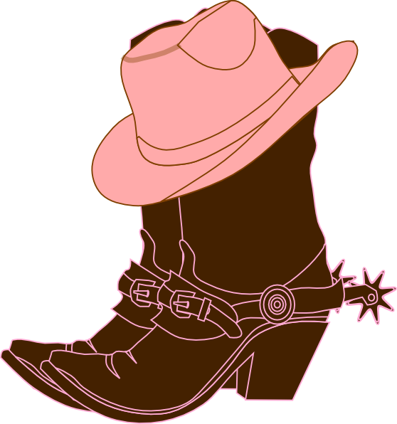 A Cowboy Boots And Hat On A Black Background