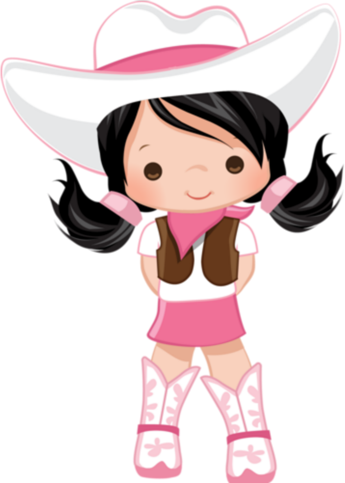 A Cartoon Of A Girl Wearing A Cowboy Hat