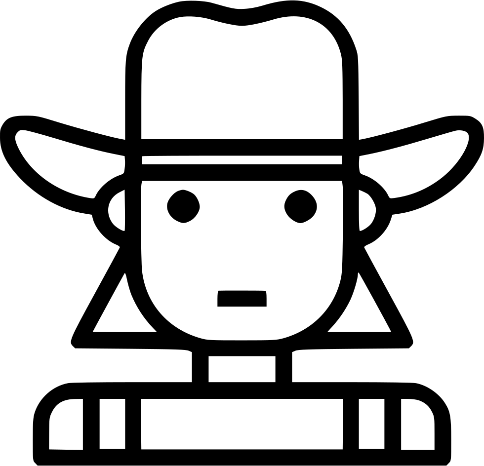 A Black And White Outline Of A Cowboy