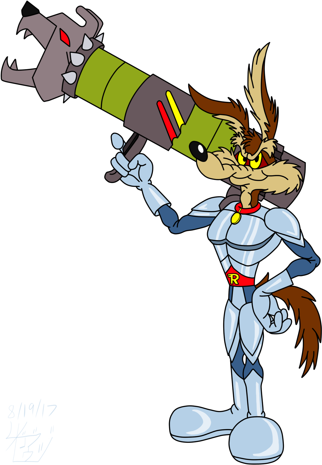 Cartoon Character Holding A Rocket