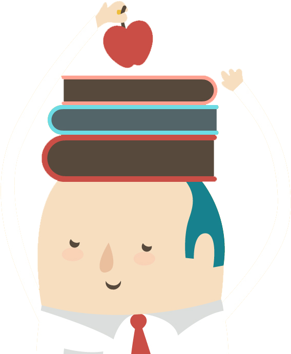 A Cartoon Of A Man With Books On His Head