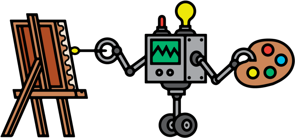 A Cartoon Of A Robot With A Light Bulb