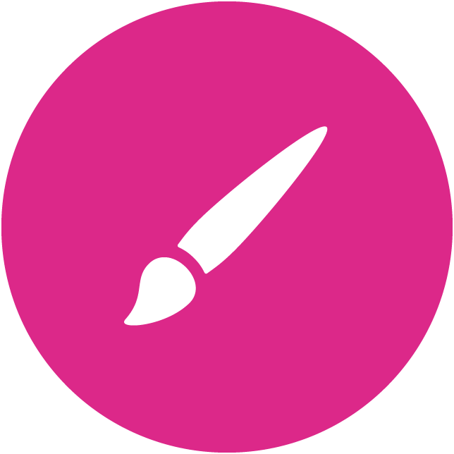 A White Paint Brush In A Pink Circle