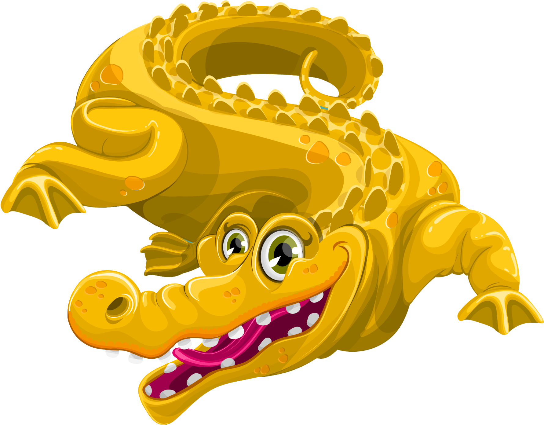 A Cartoon Of A Yellow Alligator