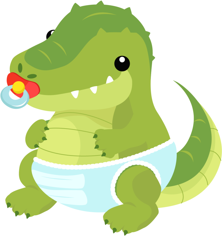 A Cartoon Of A Crocodile Wearing A Diaper