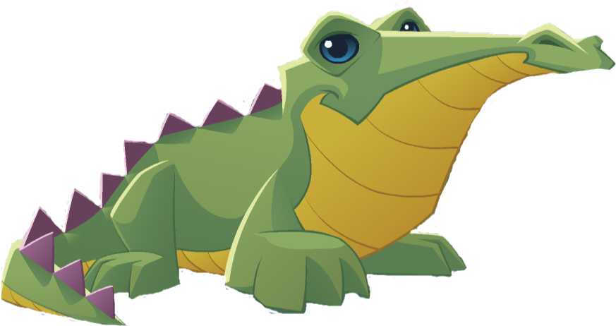 Cartoon Of A Green And Yellow Reptile