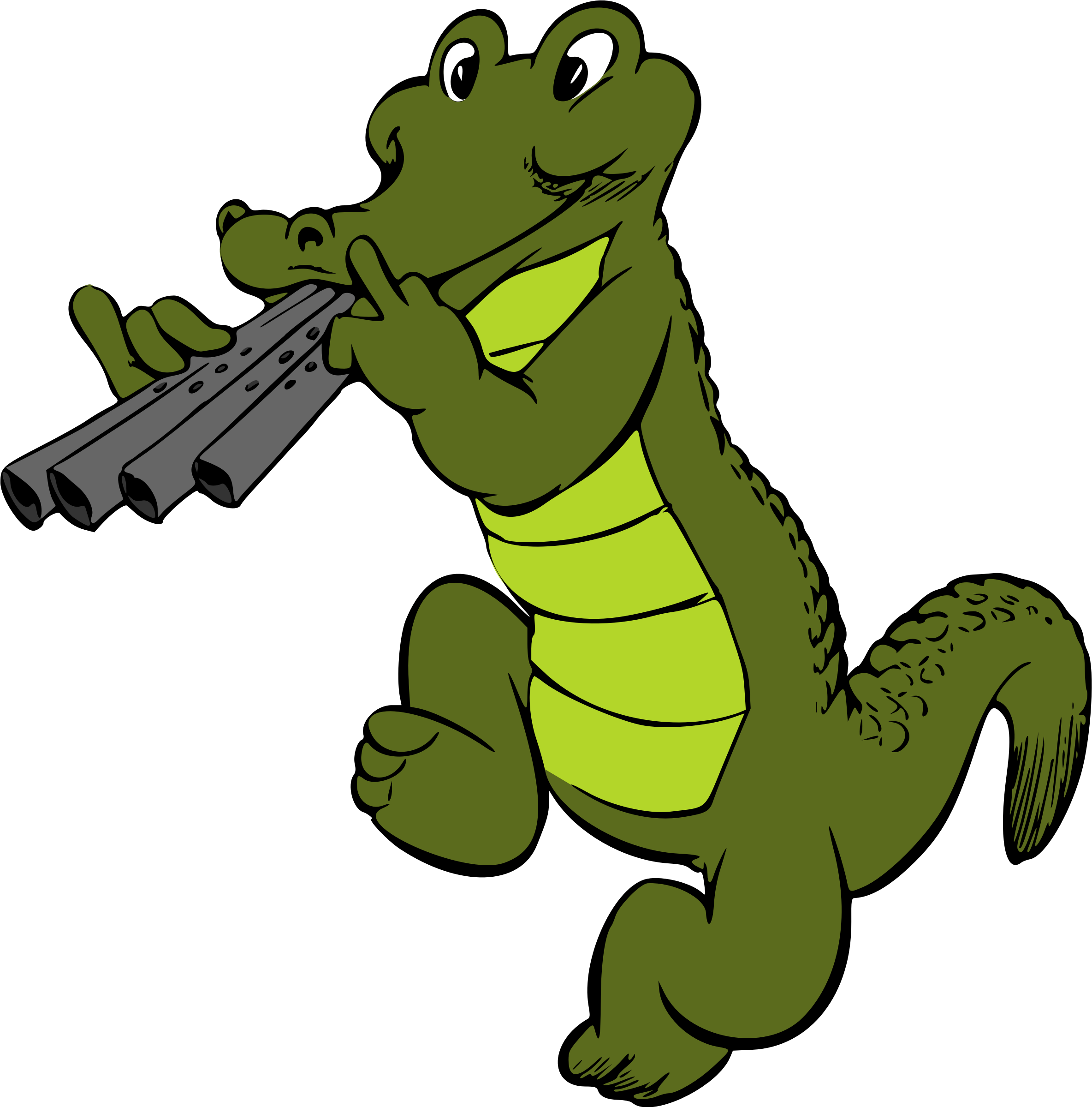 A Cartoon Of A Crocodile Playing A Flute