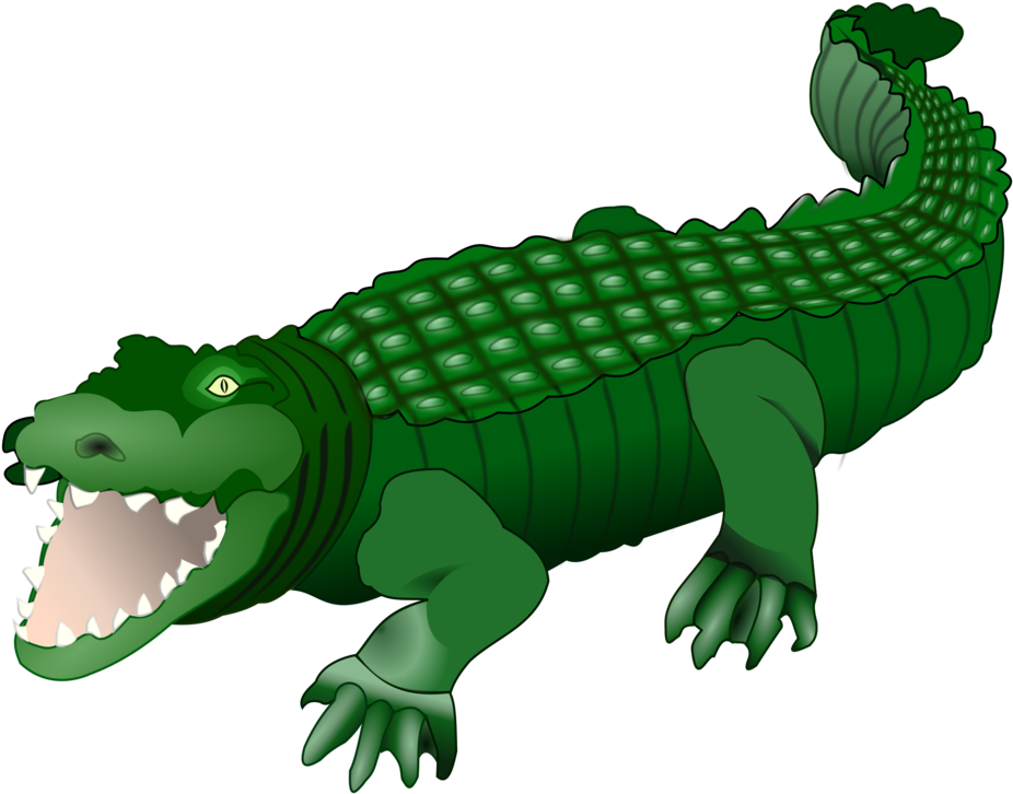 A Green Alligator With Its Mouth Open