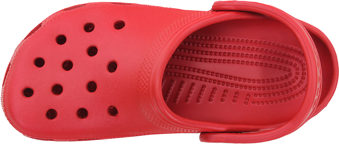 A Red Rubber Shoe With Holes