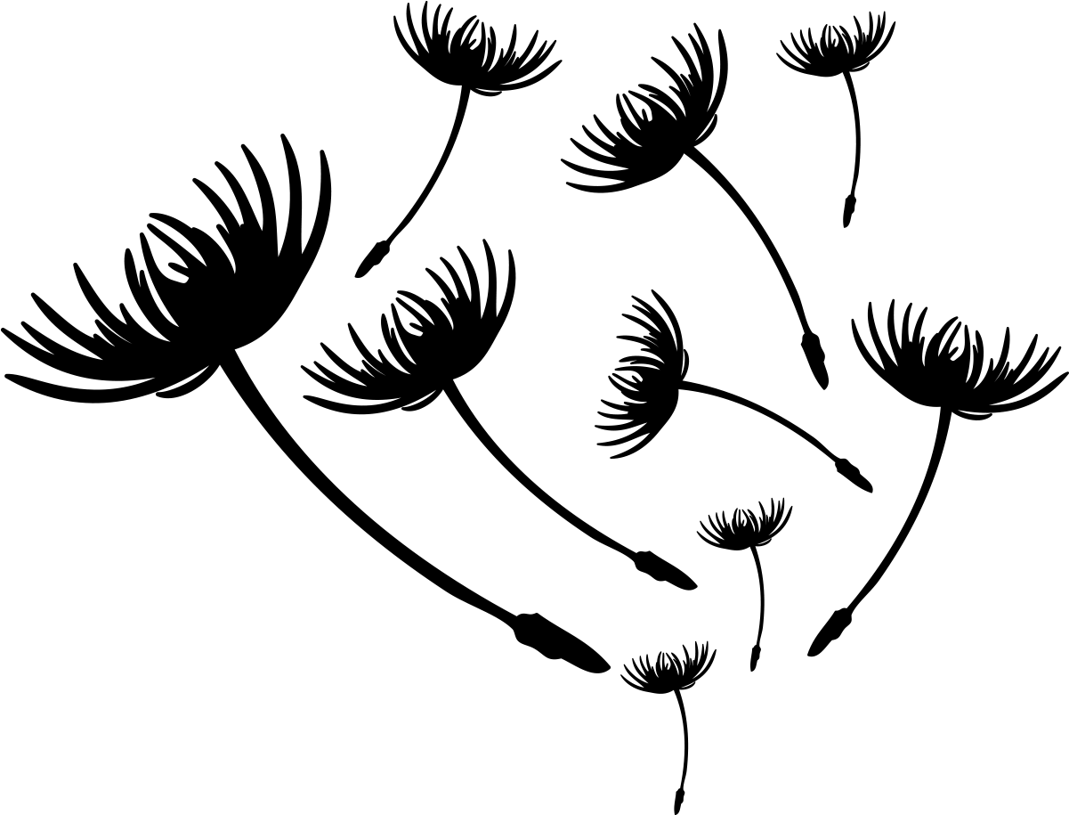 A Black And White Drawing Of Dandelions