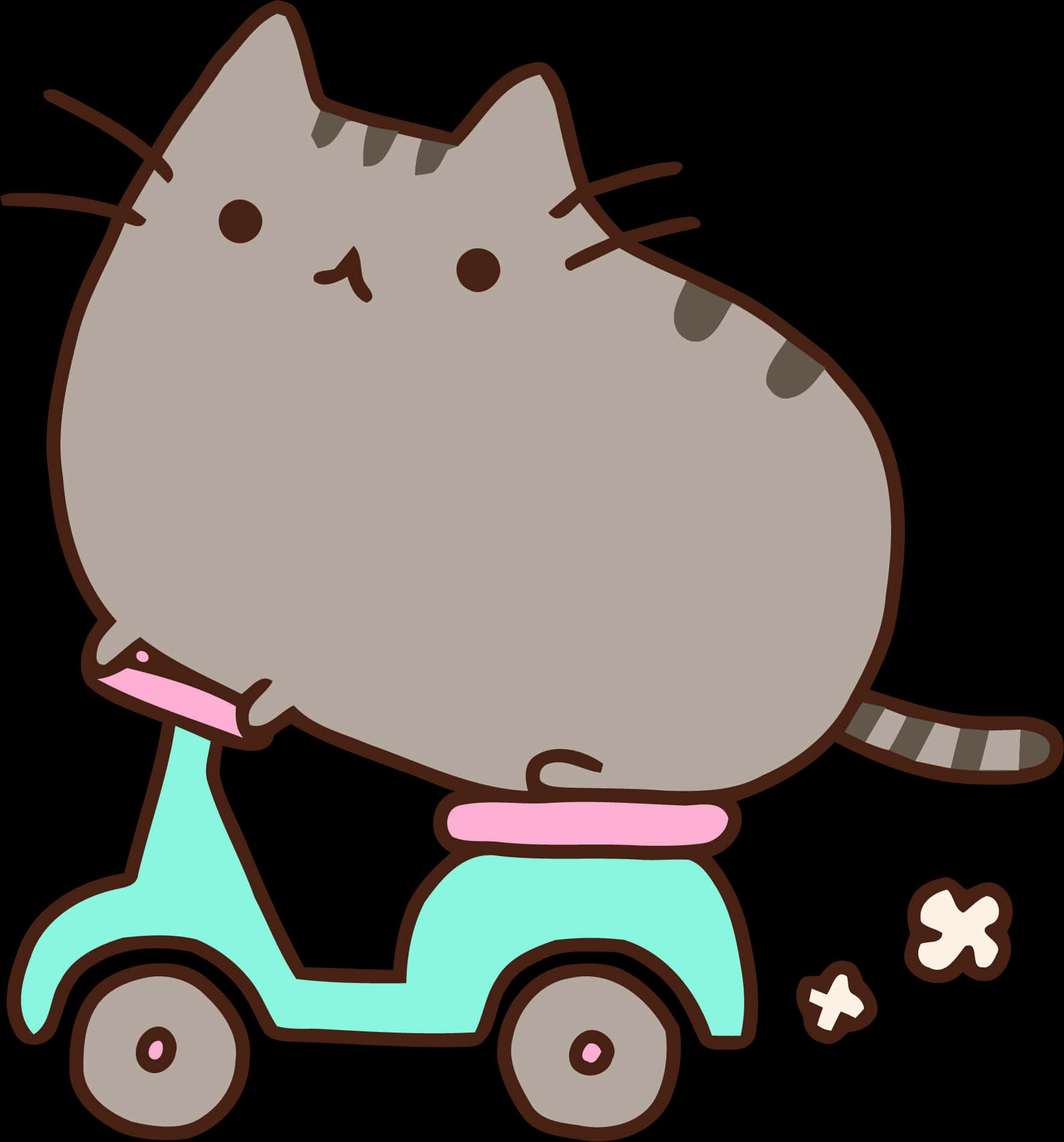 Pusheen Cat Riding A Scooter