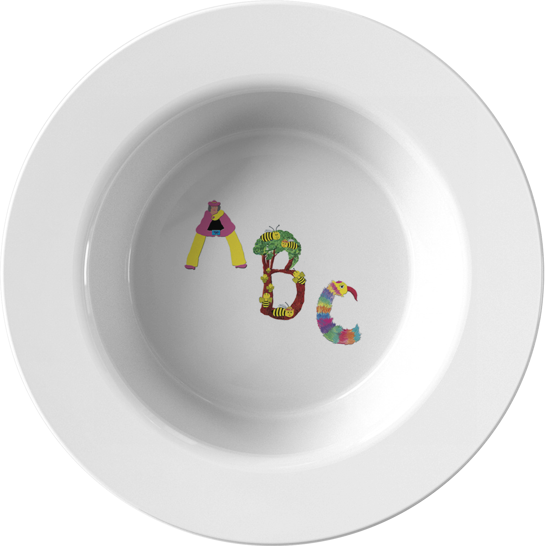 A White Bowl With Letters On It