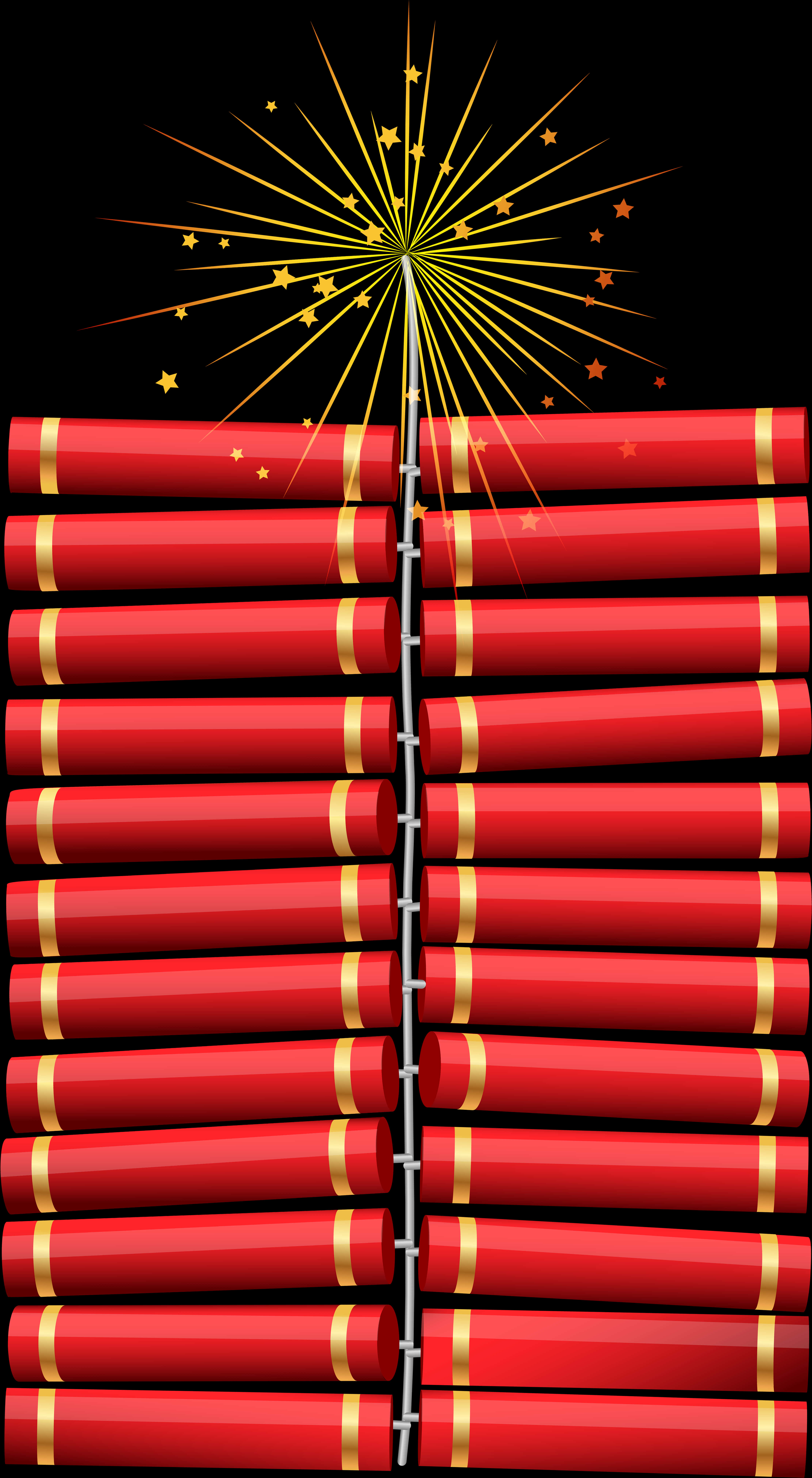 A Group Of Red Sticks With Gold Trim