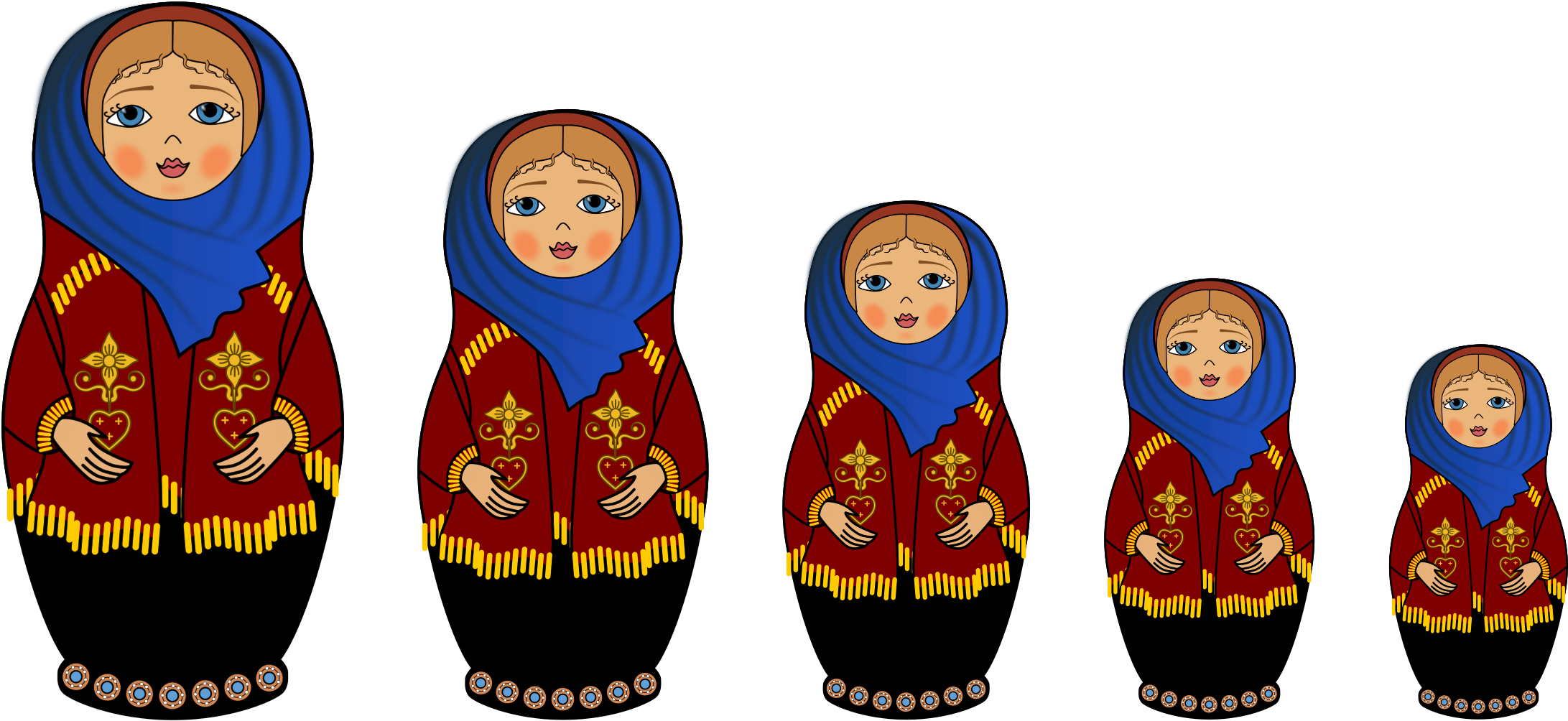 A Group Of Dolls With Different Poses