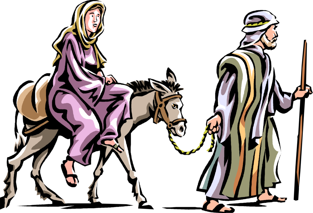 A Man And Woman Riding A Donkey