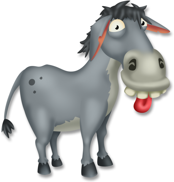 A Cartoon Donkey With Its Tongue Out