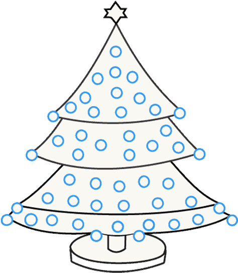 A White Christmas Tree With Blue Circles