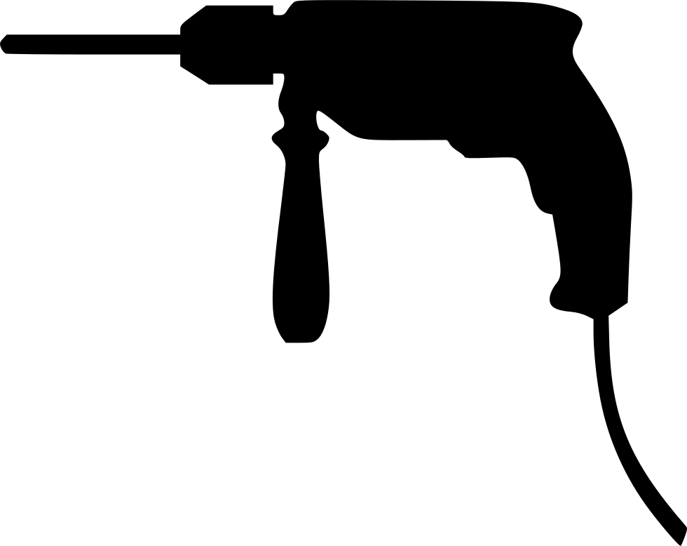 A Black And White Silhouette Of A Drill