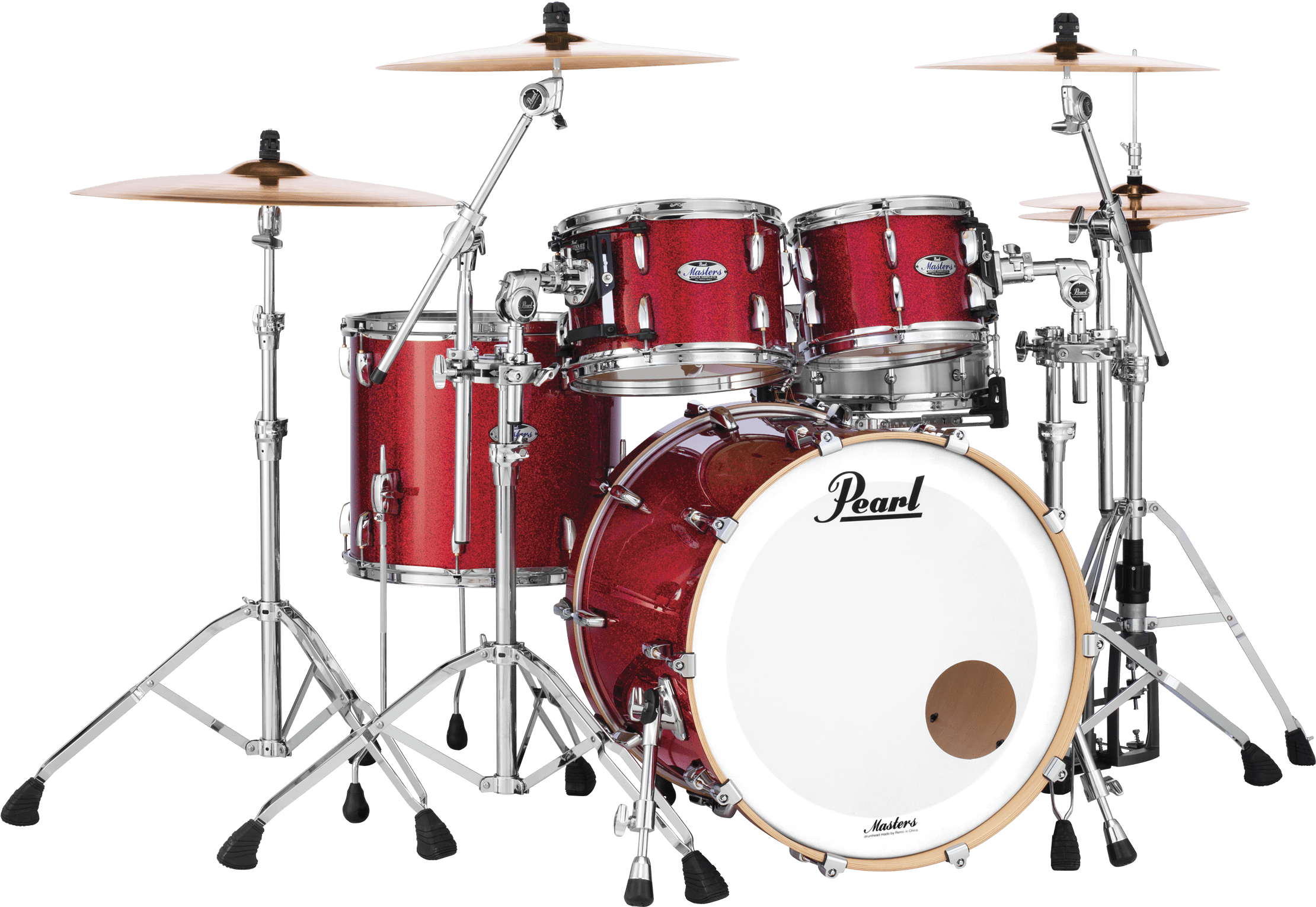 A Red Drum Set With Black Background
