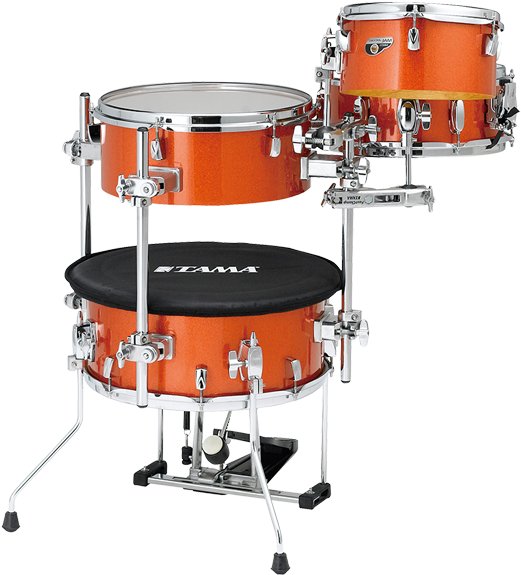 A Drum Set With Black Seat