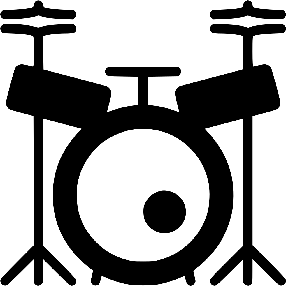 A Black And White Image Of A Drum Set