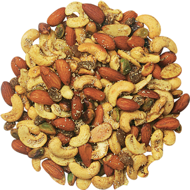 A Pile Of Nuts On A Black Background