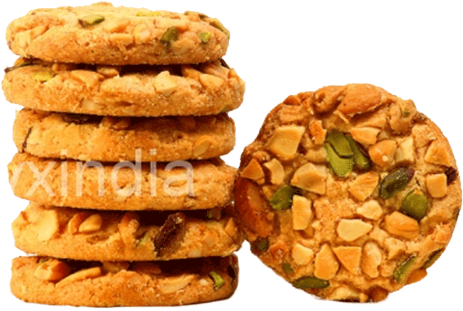 A Stack Of Cookies With Nuts