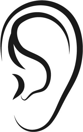 A Black And White Image Of A Person's Ear