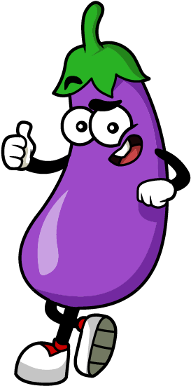 A Cartoon Of A Purple Eggplant