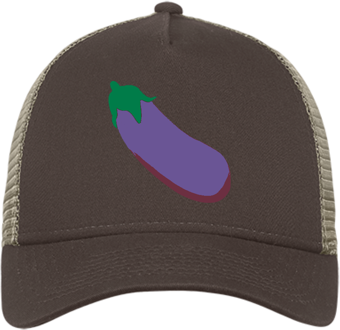 A Hat With A Purple Eggplant On It