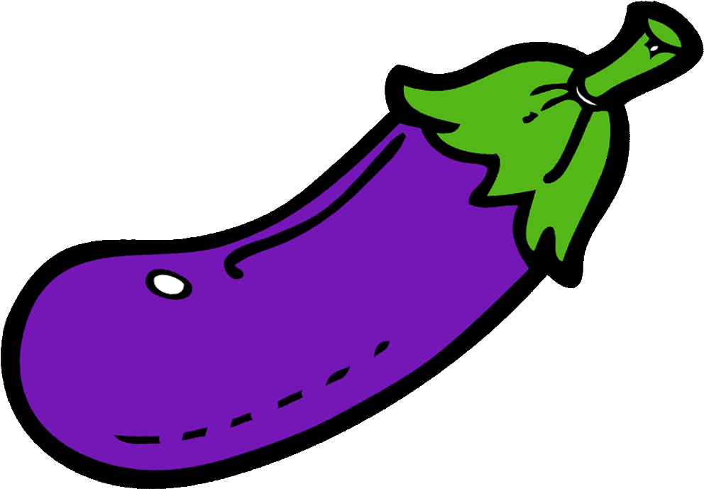 A Purple Eggplant With Green Leaves