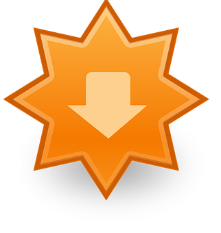 A Yellow Star With A White Arrow