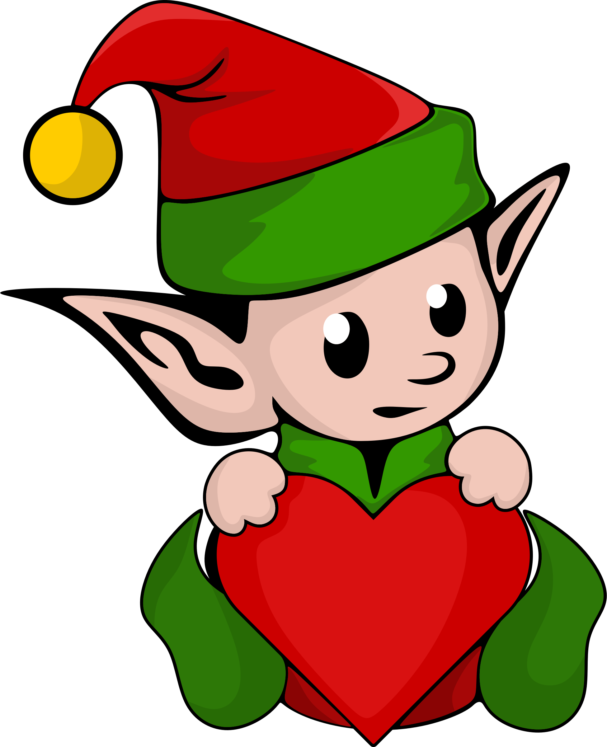 A Cartoon Of A Elf Holding A Heart