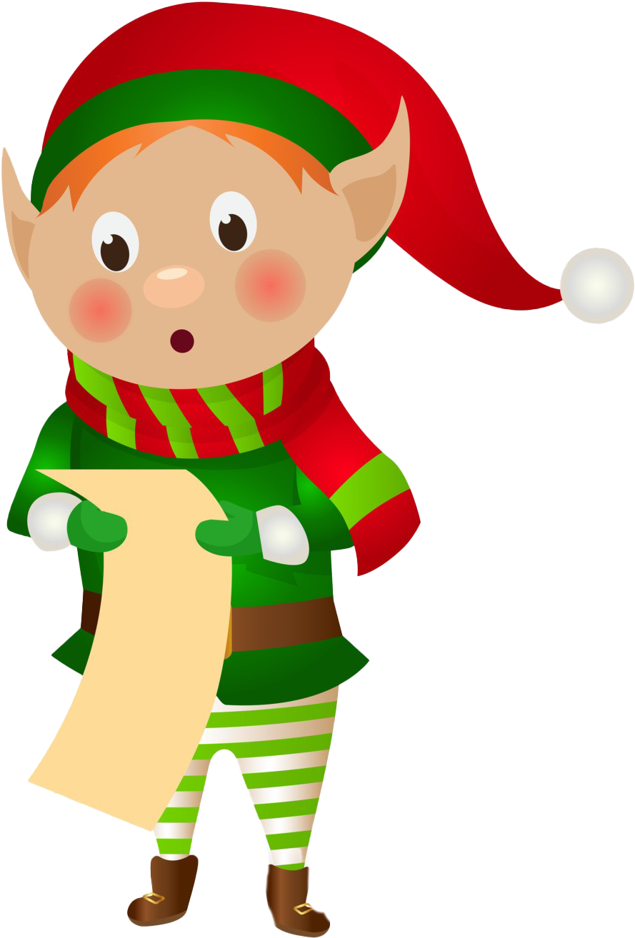 A Cartoon Elf Holding A Paper