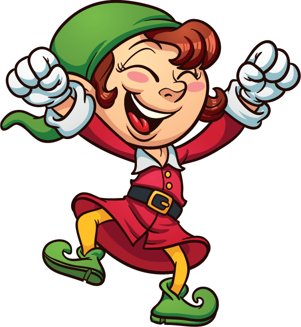 A Cartoon Of A Girl In A Red Dress And Green Hat