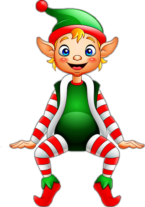 A Cartoon Of A Elf Sitting