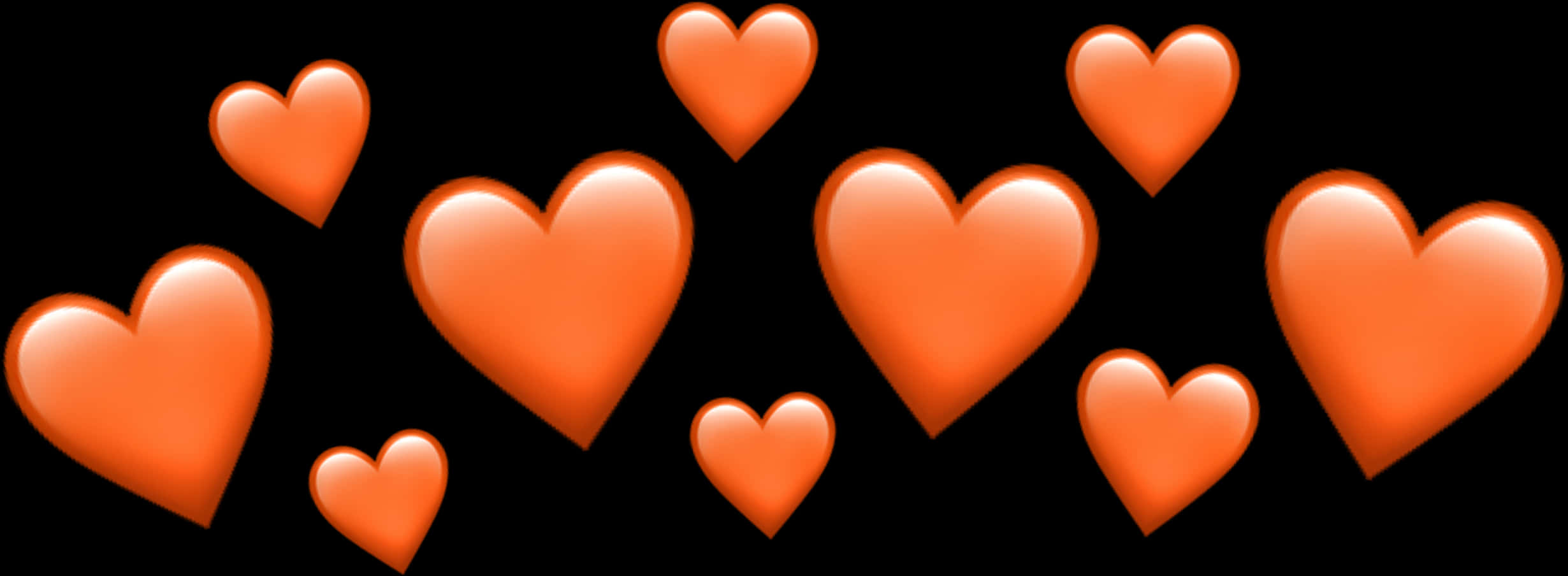 A Group Of Orange Hearts