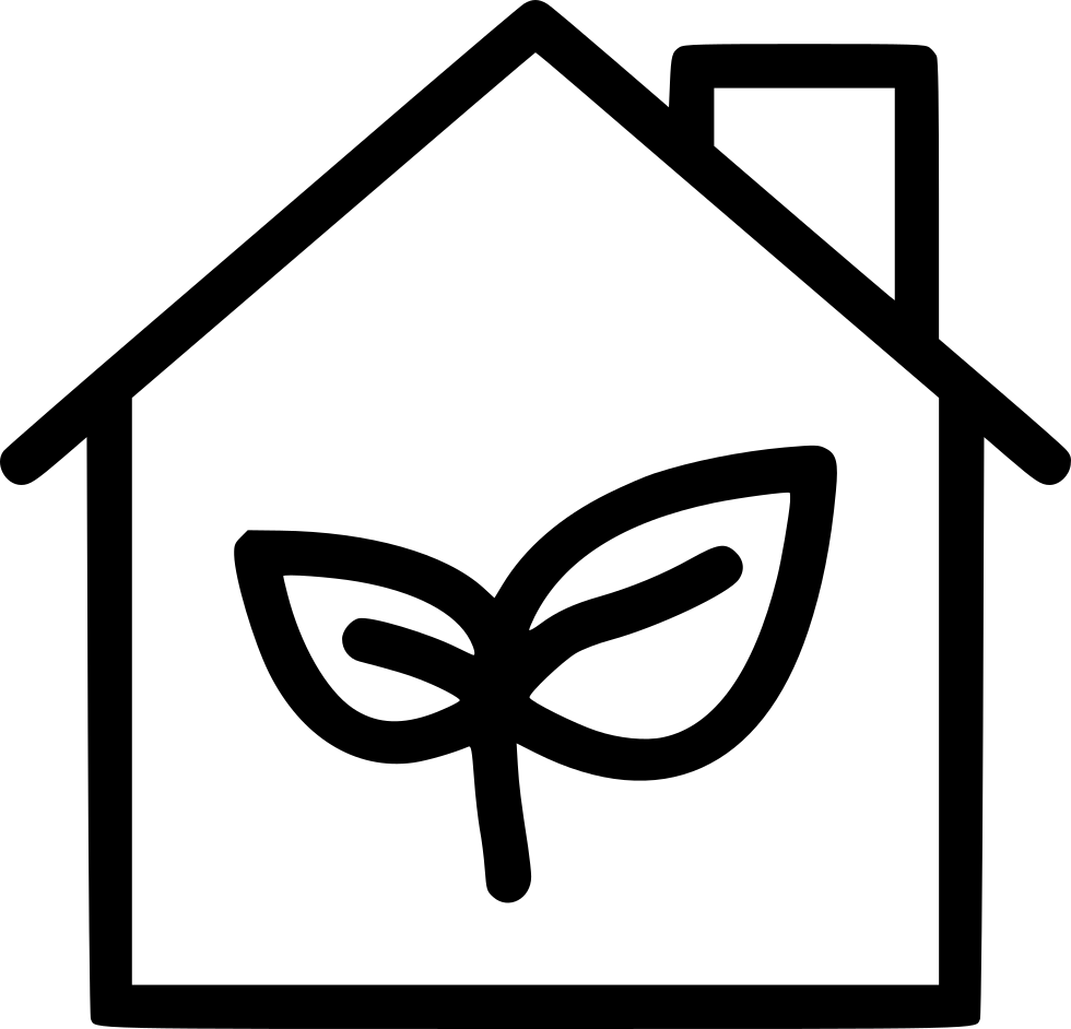 A Black And White Image Of A House With A Leaf