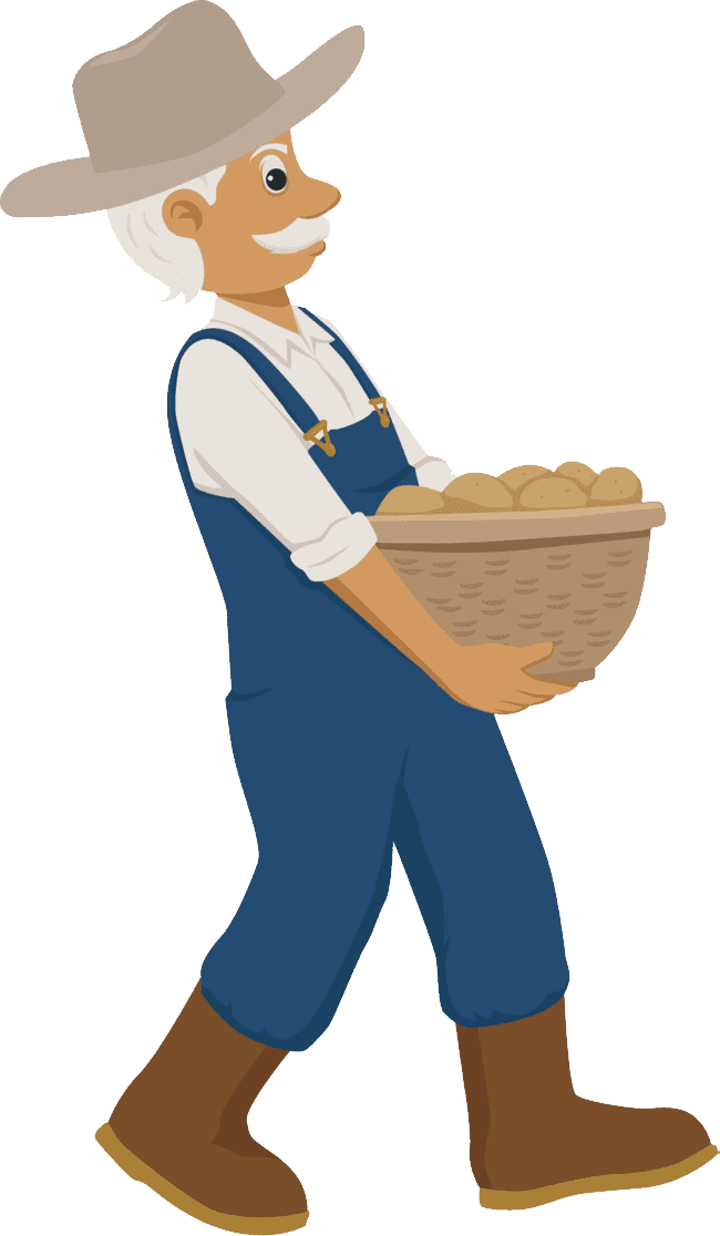 A Cartoon Of A Woman Carrying A Basket Of Potatoes