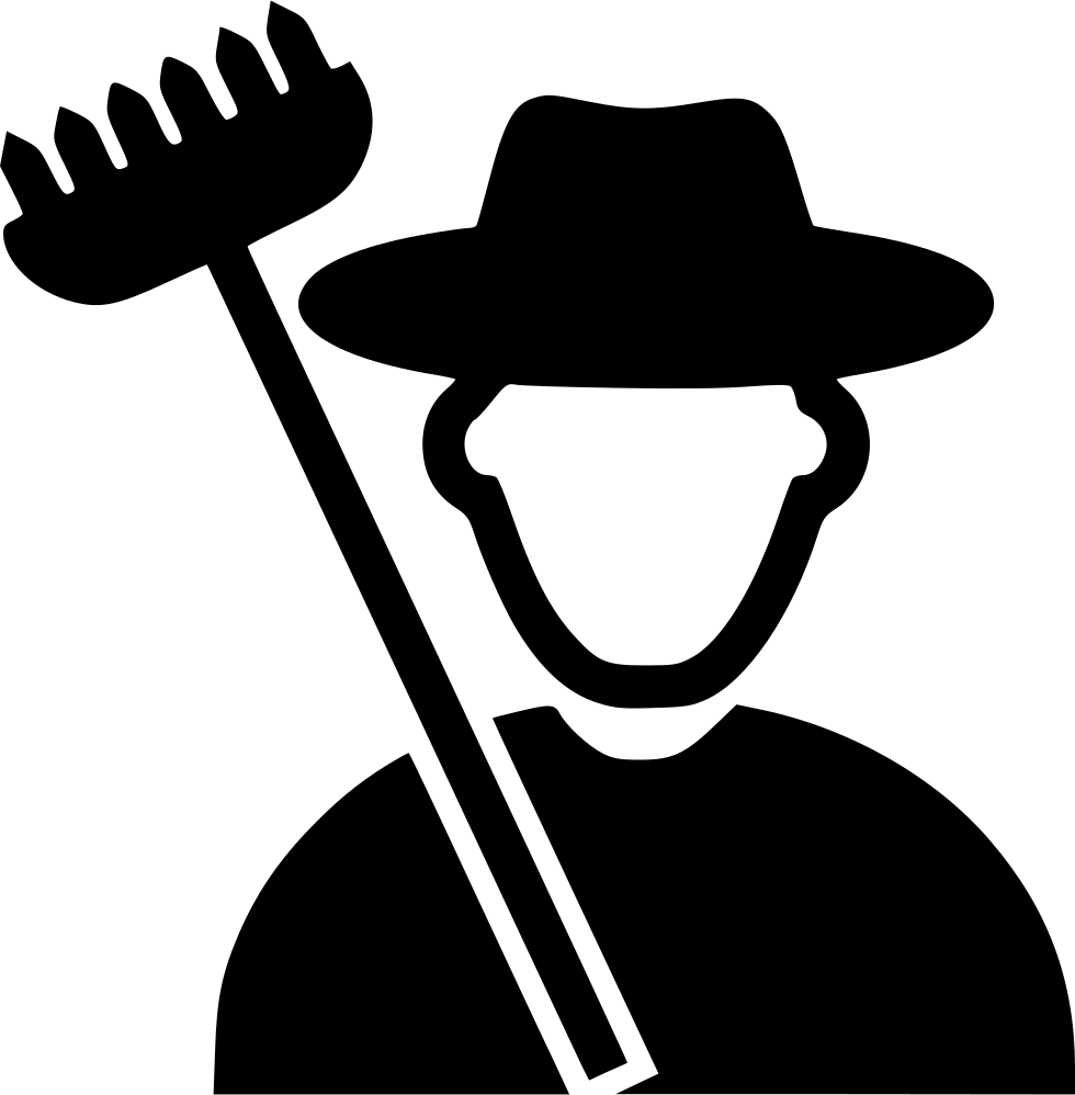 A Silhouette Of A Man With A Rake