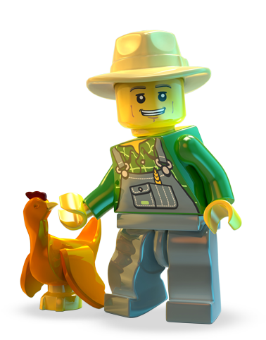 A Toy Man Holding A Chicken
