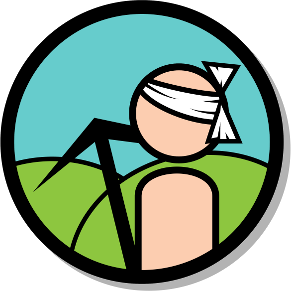 A Logo Of A Person With A Bandage On His Head