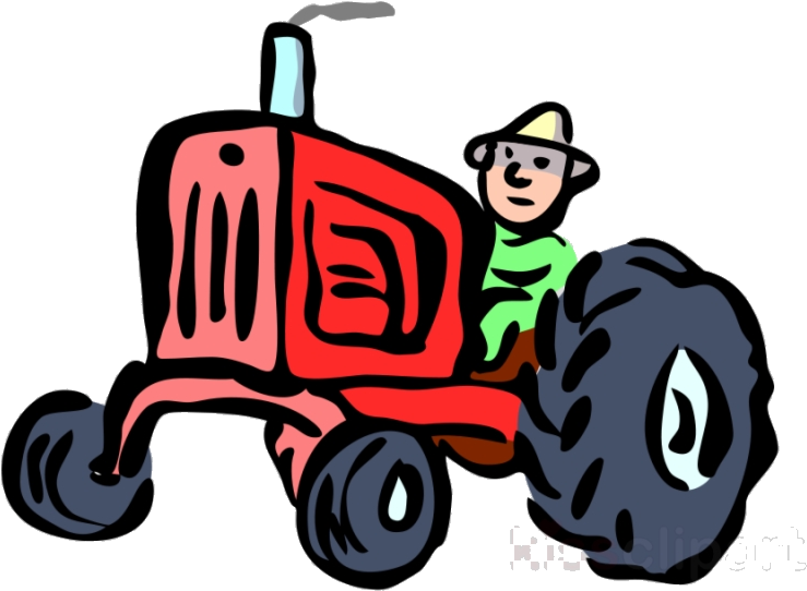 A Cartoon Of A Man On A Tractor